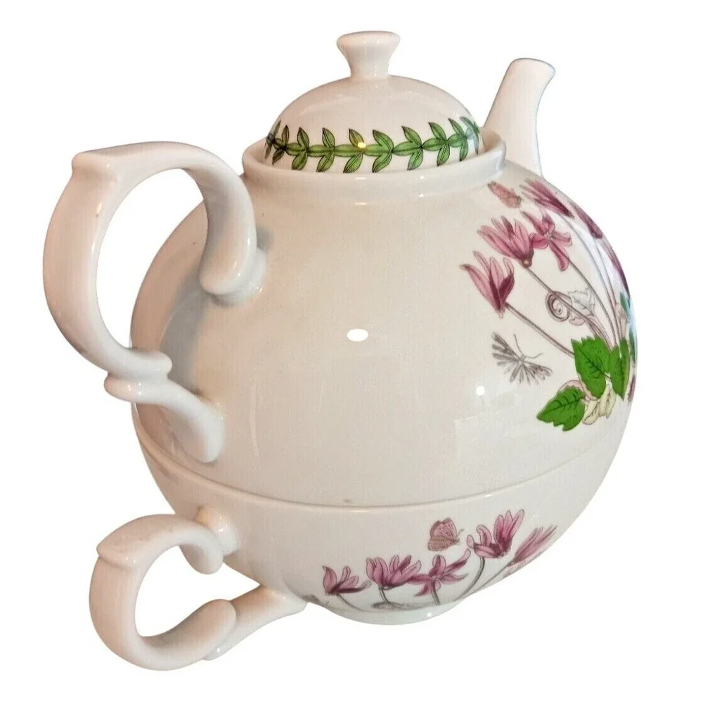 Portmeirion BOTANIC GARDEN TEA-FOR-ONE Set 12 oz TEAPOT w/ 10 oz CUP SET